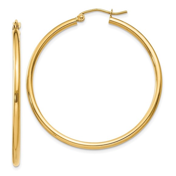 10K Polished 2mm Tube Hoop Earrings,All Products : American Fashion Style Bags On Sale